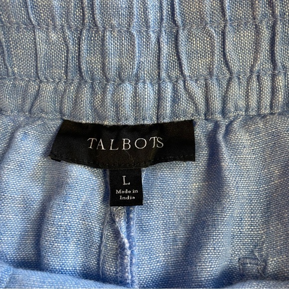 Talbots Women's 100% Linen Drawstring Pull On Pants Blue Size Large - Picture 11 of 14